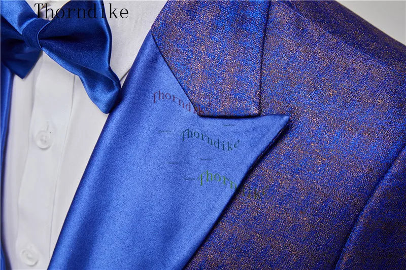 2022 New Arrival( Jacket + Vest + Pants ) Thorndike Men Suits Set Tailor-Made Costume Homme Blue Formal Casual Wedding Groom