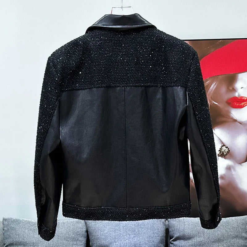 PFHQ 2024 Autumn Korean Fashion Men Jacket New Turn-down Collar Patchwork Long Sleeve Male Tops New Casual 21Z6685