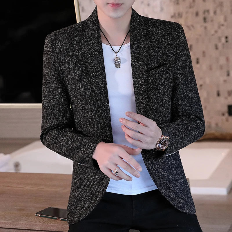 2023  Men Blaze Fashion Handsome All Fashion Handsome Korean Version Slim Boutique Business Leisure Four Seasons  Polyester