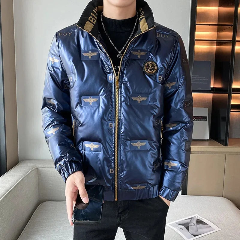 Men's Trendy Lightweight Down Jacket 2023 New Arrival Thickened Cropped White Duck Feather Collar Winter Coat