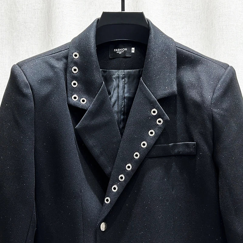 PFHQ Men's New Blazers Heavy Industry Niche Design Metal Rivet Korean Version Handsome Loose Fitting Suit Jackets Autumn 21Z4176