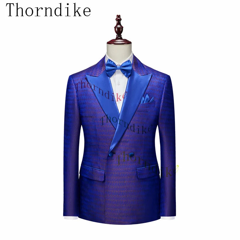 2022 New Arrival( Jacket + Vest + Pants ) Thorndike Men Suits Set Tailor-Made Costume Homme Blue Formal Casual Wedding Groom