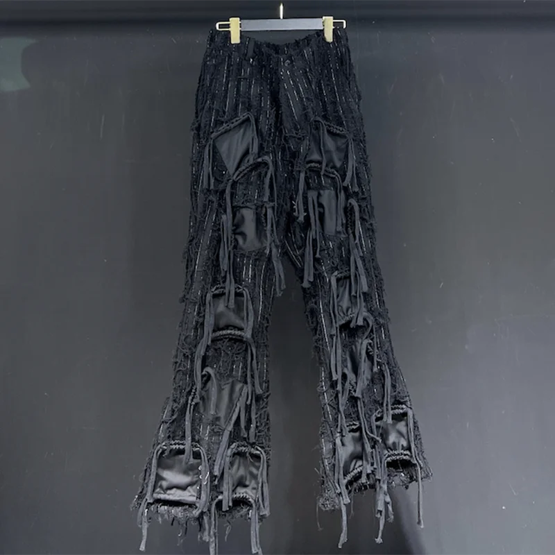 PFHQ Heavy Industry Men's Flare Jeans Three Dimensional Pockets High Street Worn Out Design Male Denim Trousers Summer 21Z4523