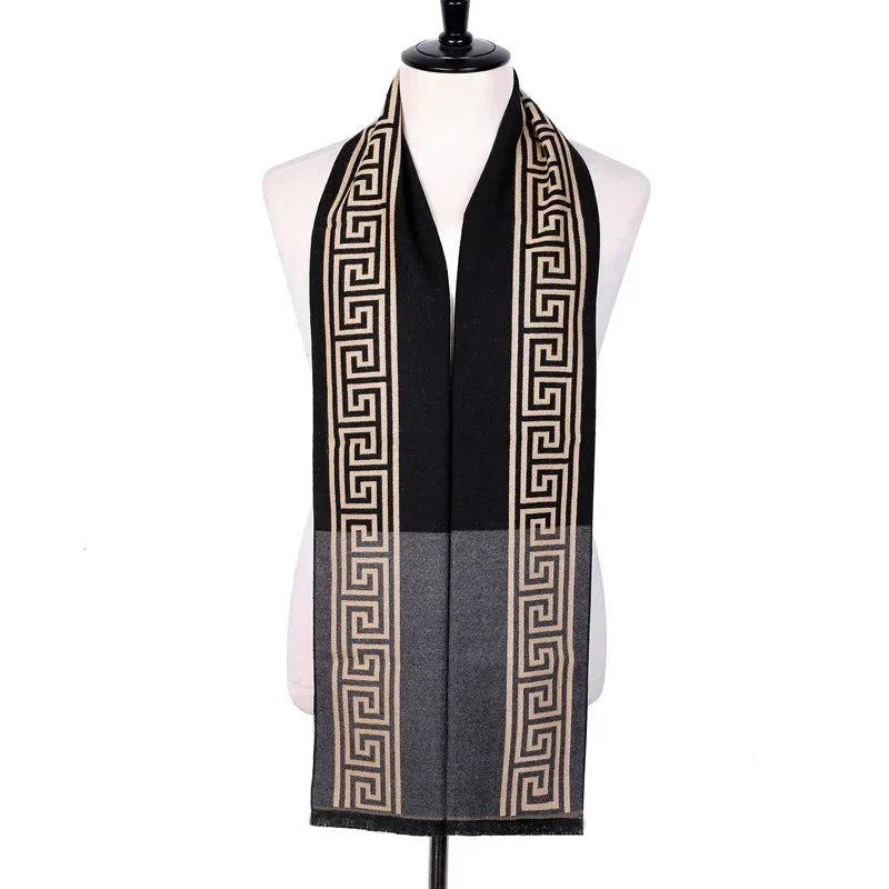 Classic Brand Scarf Men High Quality Cashmere Winter Warm Scarves Vintage Shawl Long Wrap Luxury Designer Scarf for Male Gifts