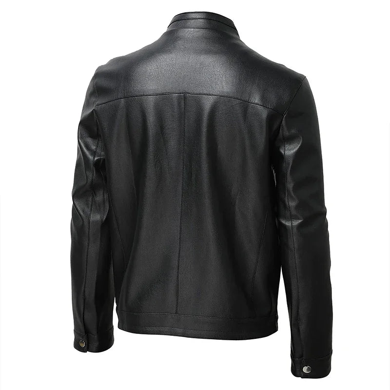 High Quality Men's Casual Leather Jacket Spring & Autumn Motorcycle Jacket Stand Collar Windproof Streetwear Coat S-5XL