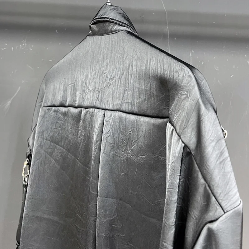 PFHQ Men's New Loose Shirts Long Sleeved Darkwear Single Breasted Ribbon Design Male Summer Lapel Advanced Outdoor Tops 21Z4467